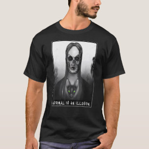 Normal Is An Illusion Occult Girl And Cat Dark Gru T-Shirt