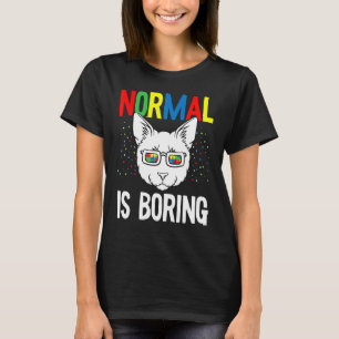 Normal Is Boring Autism Awareness Cute Cat Puzzle T-Shirt