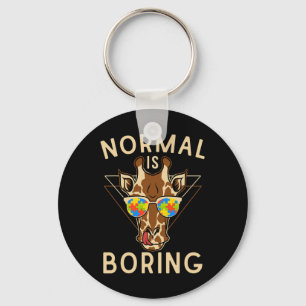 Normal Is Boring Autism Awareness Giraffe Keychain