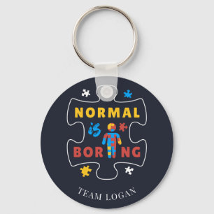 Normal is Boring Autism Awareness Puzzle Piece Keychain