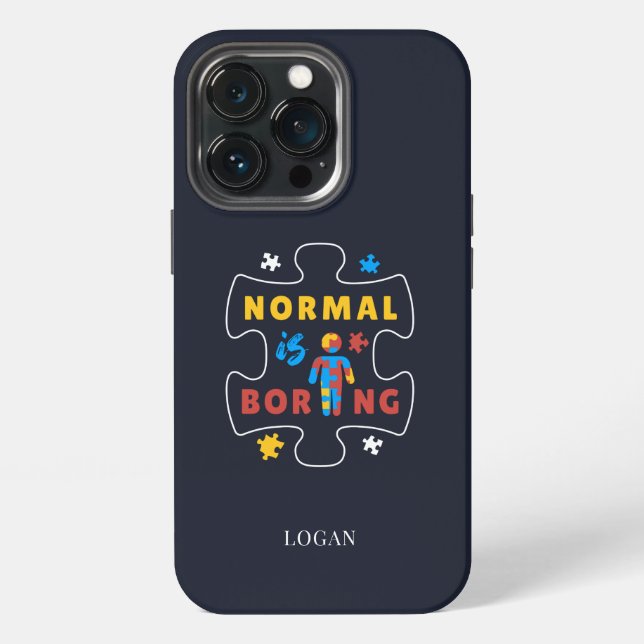 Normal is Boring Autism Awareness Puzzles iPhone Case (Back)