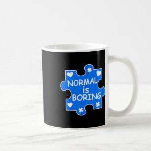 Normal Is Boring Autism Blue Puzzle Piece Awarenes Coffee Mug