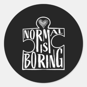 Normal is boring cute puzzle heart autism awarenes classic round sticker