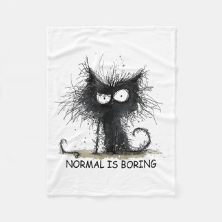 Normal Is Boring Funny Cat Graphic Tee Men Women  Fleece Blanket
