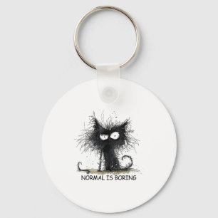 Normal Is Boring Funny Cat Graphic Tee Men Women  Keychain