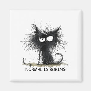 Normal Is Boring Funny Cat Graphic Tee Men Women  Magnet