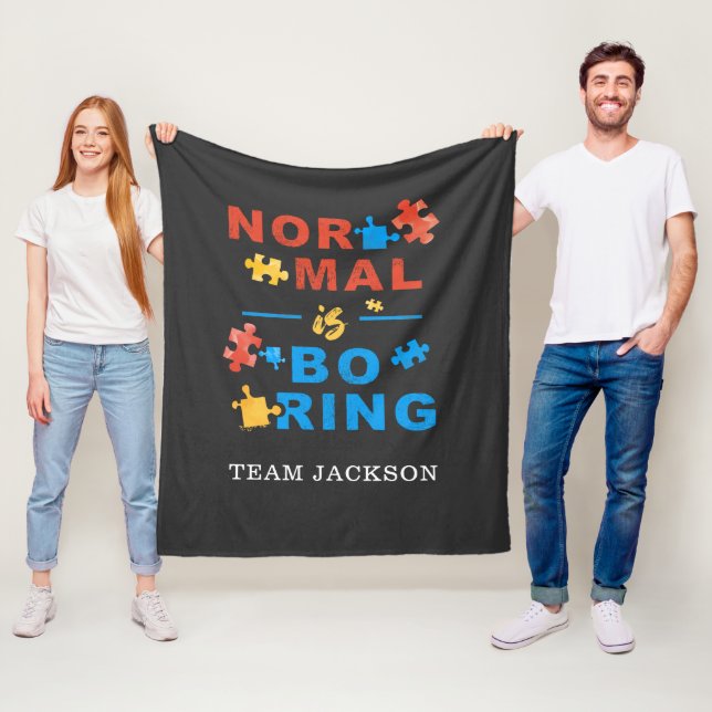 Normal is Boring Puzzles Autism Awareness Support Fleece Blanket (In Situ)