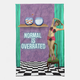 Normal is Overrated Funky & Fun Altered Art Kitchen Towel