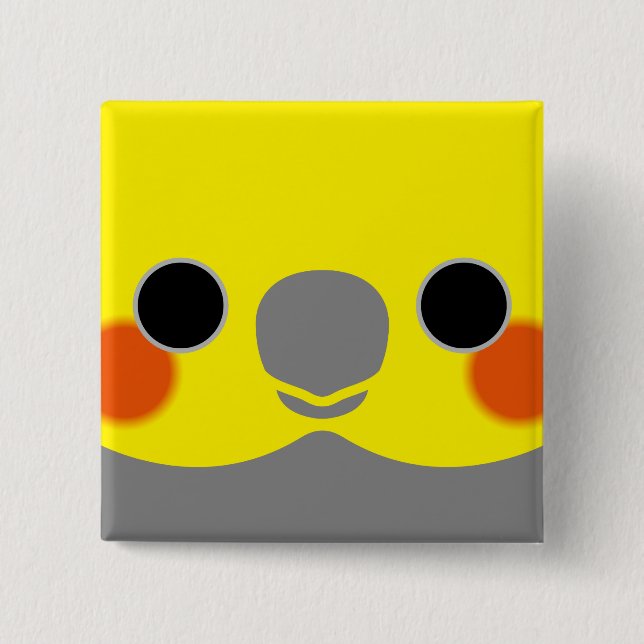Normal Male Cockatiel 2 Inch Square Button (Front)