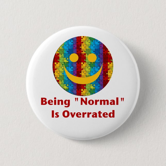 Normal Overrated (red/autism) 2 Inch Round Button (Front)