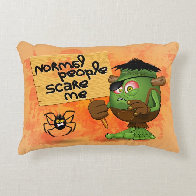 'Normal People Scare Me' Frankenstein Character Accent Pillow (Front)