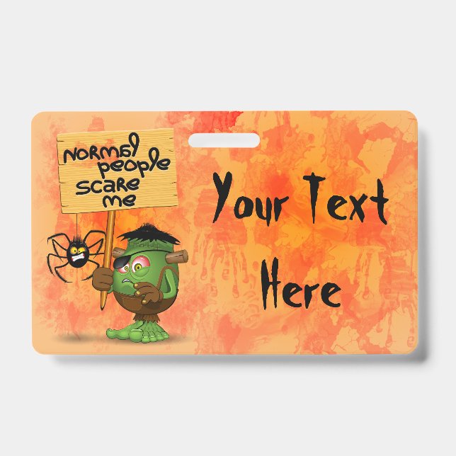 'Normal People Scare Me' Frankenstein Character Badge (Front)