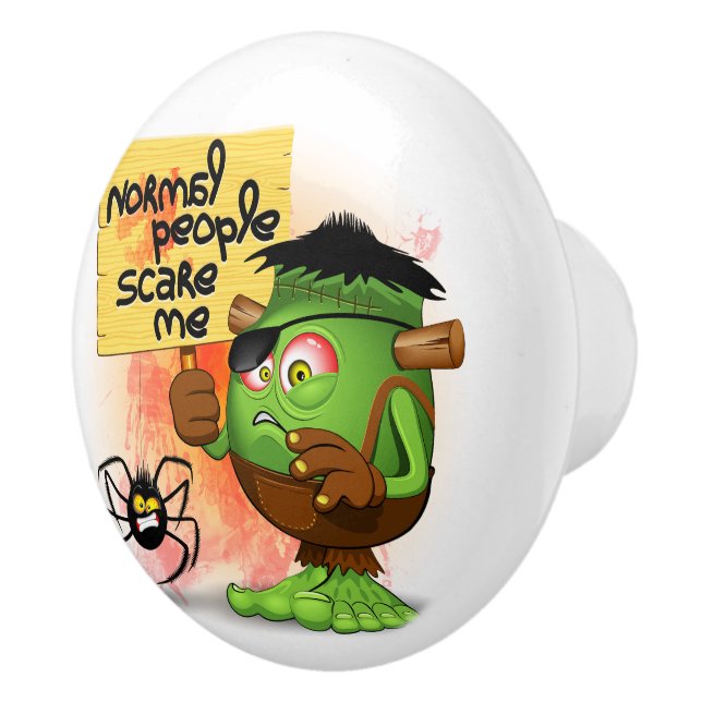 'Normal People Scare Me' Frankenstein Character Ceramic Knob (Right)