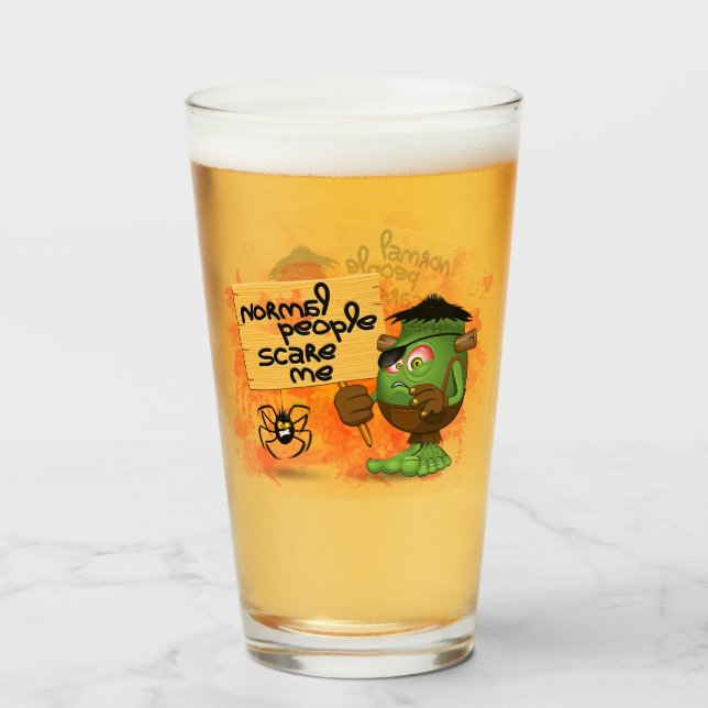 'Normal People Scare Me' Frankenstein Character Glass (Front Filled)