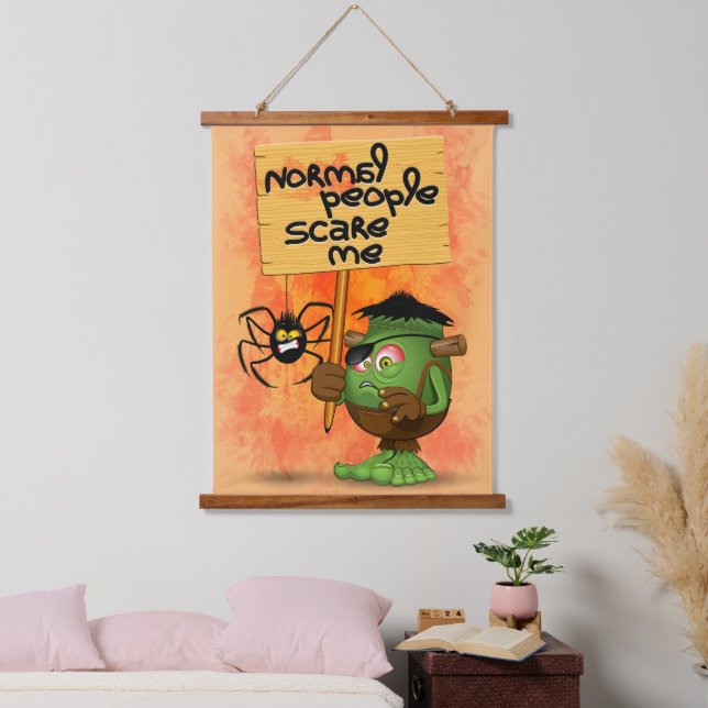 'Normal People Scare Me' Frankenstein Character Hanging Tapestry (Bedroom)