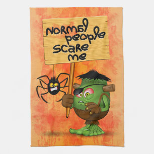 'Normal People Scare Me' Frankenstein Character Kitchen Towel