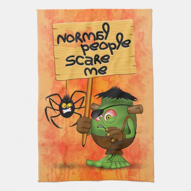 'Normal People Scare Me' Frankenstein Character Kitchen Towel (Vertical)