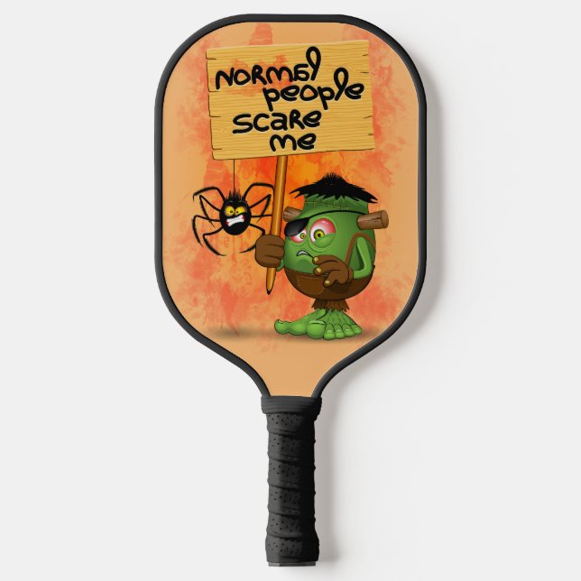 'Normal People Scare Me' Frankenstein Character Pickleball Paddle (Front)