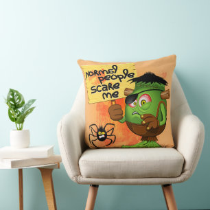 'Normal People Scare Me' Humorous Frankenstein Throw Pillow