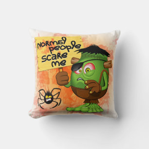 'Normal People Scare Me' Humourous Frankenstein Throw Pillow