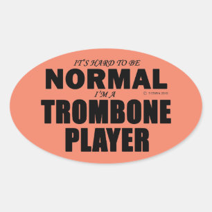 Normal Trombone Player Oval Sticker
