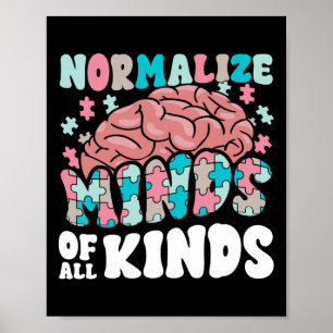 Normalize Minds Of All Kinds Autism Awareness Neur Poster