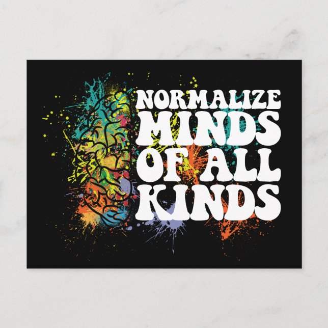 Normalize Minds of All Kinds Autism Awareness Postcard (Front)