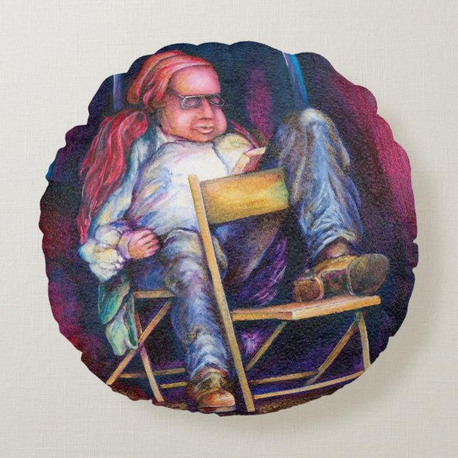 Norman Perfers to Draw in His Sleep Round Pillow (Front)