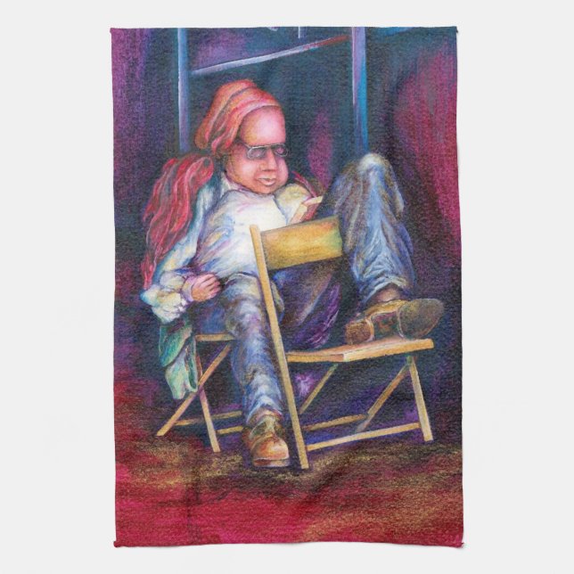 Norman prefers to draw in his Sleep Kitchen Towel (Vertical)