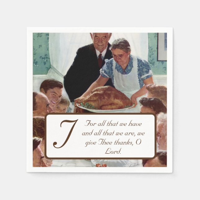 Norman Rockwell Customizable Thanksgiving Napkin (Front)