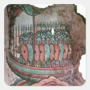 Norman soldiers crossing the English channel Square Sticker