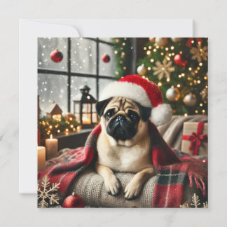 Norman T Pug Blanket Holiday Card