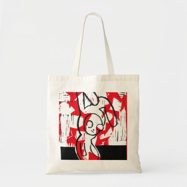Norman the Bunny Tote (red) Bag (Front)