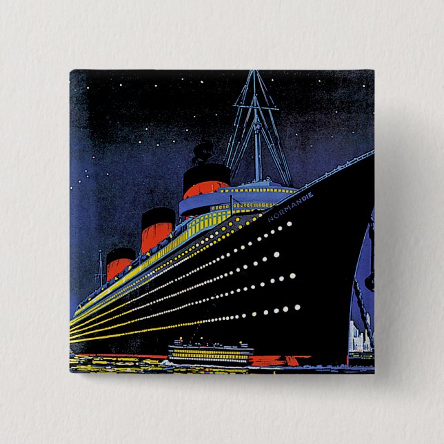Normandie at Night 2 Inch Square Button (Front)