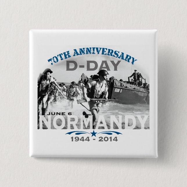Normandy 70th D-Day Anniversary 2 Inch Square Button (Front)
