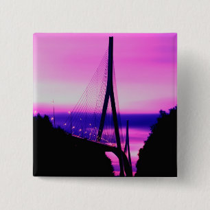 Normandy Bridge, Le Havre, France 2 Inch Square Button