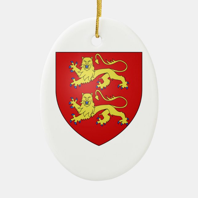 Normandy (France) Coat of Arms Ceramic Ornament (Front)