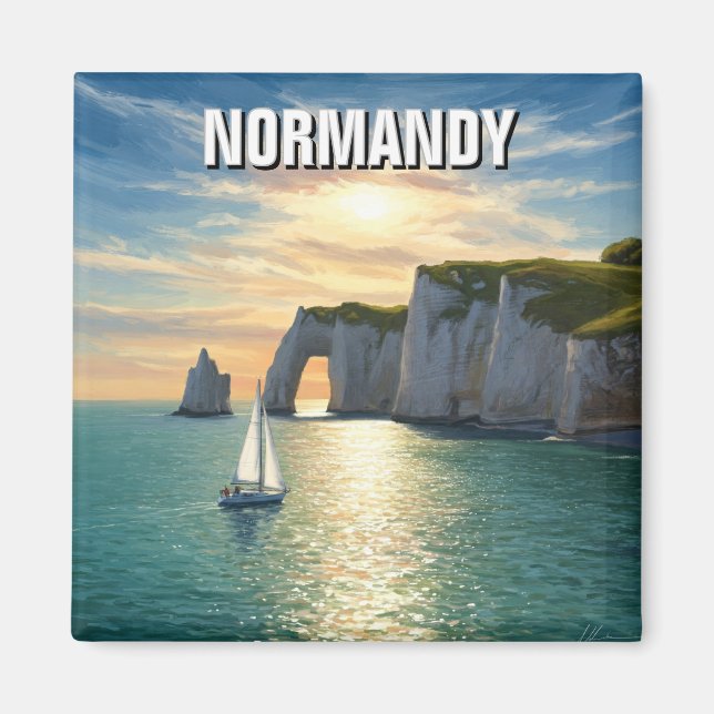 Normandy France Étretat Cliffs Magnet (Front)