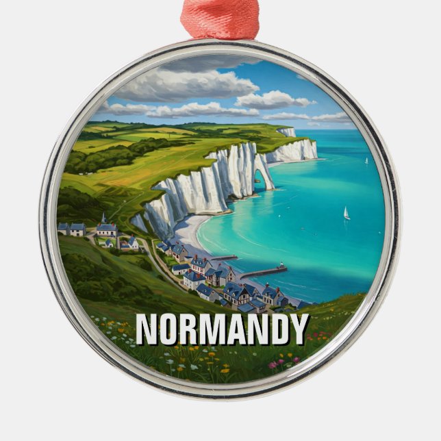Normandy France Travel Metal Ornament (Front)