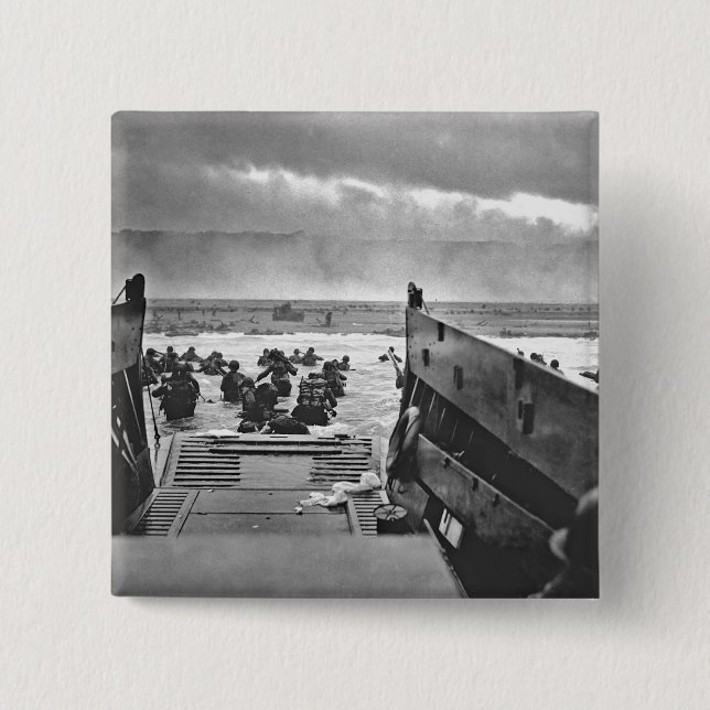 Normandy Invasion at D-Day - 1944 2 Inch Square Button (Front)