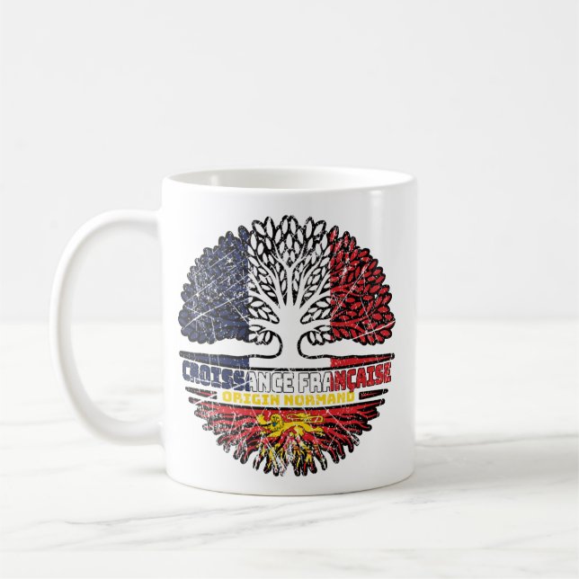 Normandy Norman French France Tree Roots Flag Coffee Mug (Left)