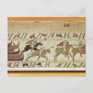 Normans disembark at Pevensey and the knights Postcard