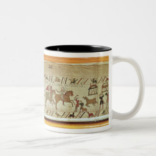Normans disembark at Pevensey and the knights Two-Tone Coffee Mug
