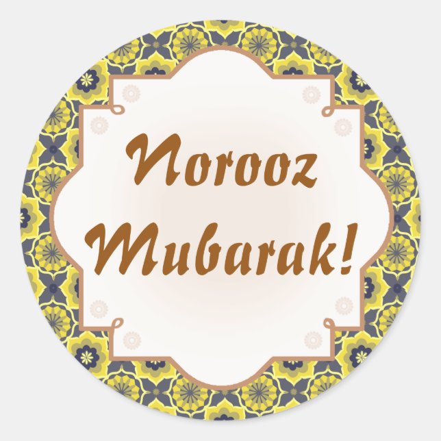 Norooz Mubarak Khatam fish Classic Round Sticker (Front)