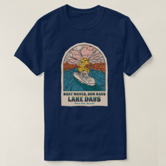Norris Lake Days Boat Waves Sun Rays Customizable T-Shirt