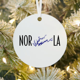 Norris Lake Tennessee Black Blue Circle Map Art Metal Ornament