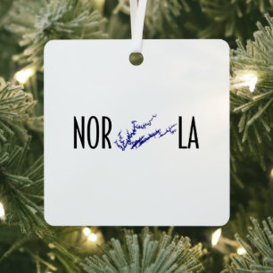 Norris Lake Tennessee Black Blue Square Map Art Metal Ornament