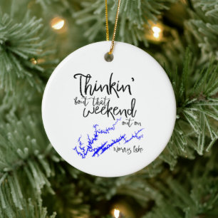 Norris Lake Tennessee Blue Weekend Shoreline Map Ceramic Ornament