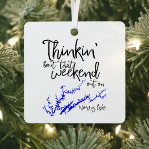 Norris Lake Tennessee Blue Weekend Shoreline Map Metal Ornament