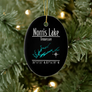 Norris Lake Tennessee Map Coordinates Ceramic Ornament